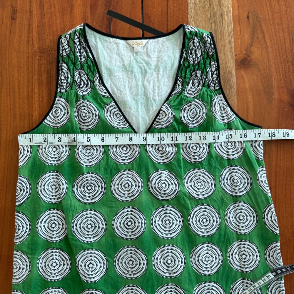 Layla Green Cotton Circle Pattern Mini Dress - image 6